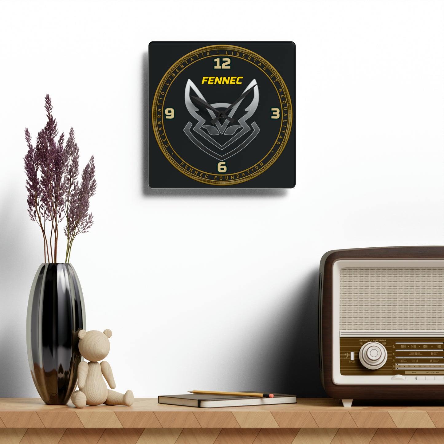 Fennec Acrylic Wall Clock (Black)